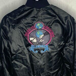 Vintage Alabama Satin Bomber Jacket L Black